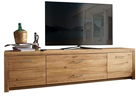 möbelando TV-Board WZ-0169 aus Wildeiche in Natur geölt mit 2 Schubladen und 2 Türen. Abmessungen (BxHxT) 223,1x56x40 cm