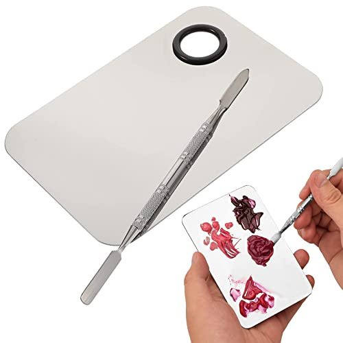 Makeup MixingPalette,Makeup Spatula&Makeup Palette,FoundationMixing Palette | Professional Cosmetic Makeup Palette with Stainless Steel Spatula Tool for Mixing Foundation Nail Art Makeup Tools 1pcs