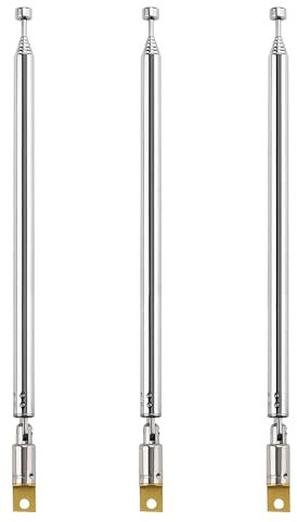 VooGenzek 3 Pezzi 75cm 7-Sezione Antenna Radio FM Telescopica Portatile, Sostituzione per TV Ricezione Stereo DAB AM