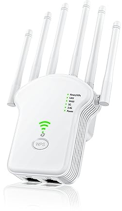 WLAN Repeater WLAN-repeater 1200 Mbit/s, dubbelband 5 GHz och 2,4 GHz WiFi-repeater