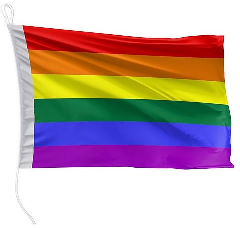 FLAGLY Premium Bootsfahne Regenbogenflagge 30 x 20 cm - 115g/m² Stoffgewicht - gedruckt, robust mit Strick & Schlaufe, Bootszubehör Motorboot (30 x 20 cm - Regenbogenflagge)