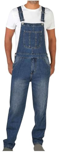 Salopette Uomo Jeans da Lavoro Tuta Slim Fit Blu Denim Pagliaccetti con Bretelle con Grandi Tasche Gamba Dritta Taglie Forti Overall Jumpsuit 3XL Larghi Pantaloni Moda Casual Ragazzo