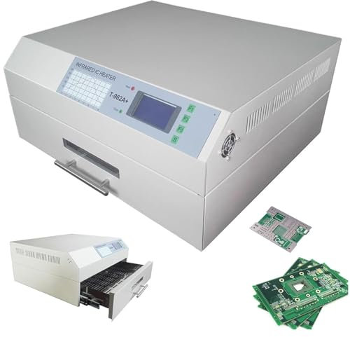 RESKIU Four de Refusion,T-962A+ Machine à souder par Refusion Automatique 2300W,Station de soudage Professionnelle à Chauffage Infrarouge,Machine à Refusion Automatique,Zone Soudure 450x370mm