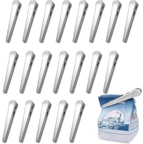 Oenothera 20 Stück Verschlussclips, Verschlussclips für Beutel, Gefrierbeutel Clips, Große Metall Clips Tüten, für Küche und Haus(8.2CM)