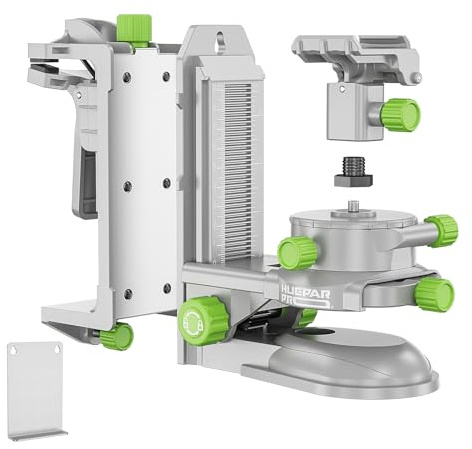 Huepar Pro Feinabstimmungshalterung Laser-Nivellieradapter für 360°-Drehungen, Mikroeinstellungen um den Laser genau auf die Markierungen auszurichten, mit magnetischer Halterung und hinterem Clip