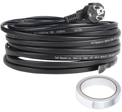 CPROSP 12m Cavo Riscaldante con Termostato 250V 24W/m, Cavo Scaldante Antigelo, Cavo Riscaldante Antigelo con Spina di Messa a Terra, Impedisce il Congelamento di Tubi, Grondaie e Piante.