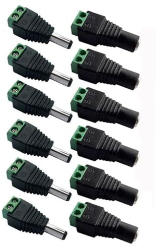 Kjzeex 5.5mm x 2.1mm DC Solderless Connector, Male Female DC Power Plug Socket Adapter, Waterproof Fireproof Terminal Connector for Solar Panel, LED Light Strip, Router, Camera, DVR NVR Monitor