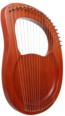 Portable Leierharfe 19-saitig 1 Satz Musikinstrument für Kinder | Kunststoffgehäuse, Braune Ausführung, Inklusive Ersatzsaiten und Zwei Plektren