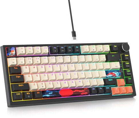 SbocKeeb V400 Teclado Mecanico 75% Gasket Mouted, Personalizado Intercambiable En Caliente 75% TKL Cableado Mecánico RGB Teclado con Almohadillas Que Absorben El Sonido, Americano QWERTY Programable