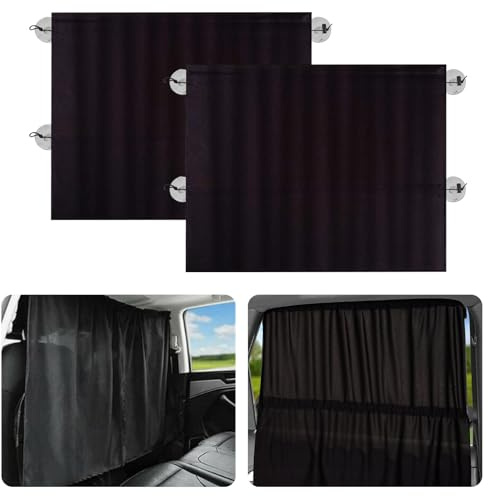 Boutihao Auto Sonnenschutz Baby, 2 Stück Auto Sichtschutz Vorhänge, Schwarz Abnehmbare Autoscheiben Vorhänge mit Saugnapf, Autofenster Sonnenschutz für Alle Fahrzeuge (Seitenfenster 65 x 50 cm)