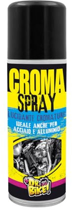 DR. BIKE Chroma Spray 200 ml. Lucidante protettivo per cromature. Spray trattamento lucidante per protezione carrozzeria moto. Lucidante cromature per moto. Anti ruggine per acciaio e alluminio.