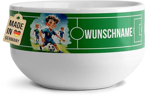 Print Royal PR Kinder-Müslischale mit Name personalisiert für Fußball-Fans - Geschenk für Fußballspieler, Jungen, Kindertag, Weihnachten, Geburtstag | Keramik Schüssel, 500 ml