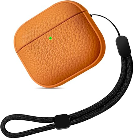 Teyomi Cover compatibile con Airpods 4, TPU Airpods 4 Cover con Cordino, Custodia Protettiva Progettazione della trama per AirPods 4 Generazione Case, Supporto ricarica wireless [Arancia]