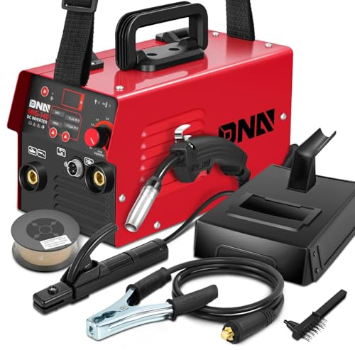 DNA Motoring 140A Portable MIG Welder, 110V Flux Core Welder, 2-in-1 Stick MMA/Flux MIG Welding Machine IGBT Inverter, Automatic Wire Feeding Welder Machine, w/LED Digital Display, TOOLS-00714-RD
