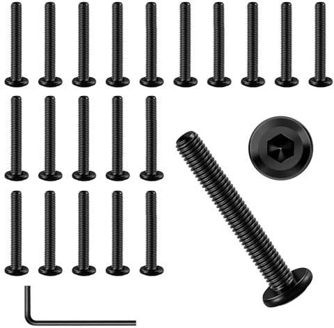 PARFCO Vis Tête Plate Inox 304 M6 x 40, 20 Pièces à Six Pans Creux avec Clé 4 mm pour Montage Meubles, Machines Travaux Bricolage