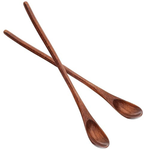 2 Stück Holzlöffel Rühr,Mabor Kaffeelöffel 23,6cm Lang Holzlöffel für Rühren Honig Dessert Milch Tee Wein (23,6cm)
