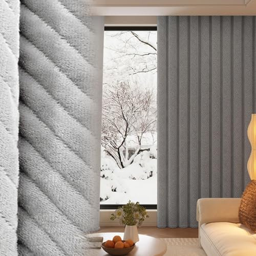 FORRTY Kälteschutz Verdunklungsvorhang Raumtrenner Isolierte Vorhänge für die Haustür winddicht und warm schalldicht und geräuschreduzierend schlagfreie Montage Verdunkelungsgardine Thermovorhang(Gray