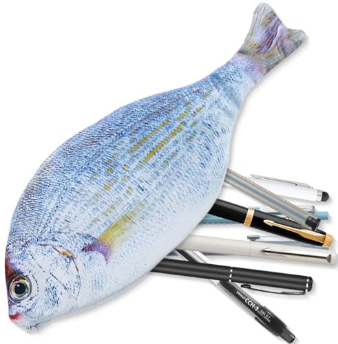 CATOR 1 Stück Fisch Geformt Federmäppchen Neuheit Fisch Federbeutel Fisch Geldbörse Lustige Federmäppchen für fisch Schule Klassenzimmer - Silberner Fisch