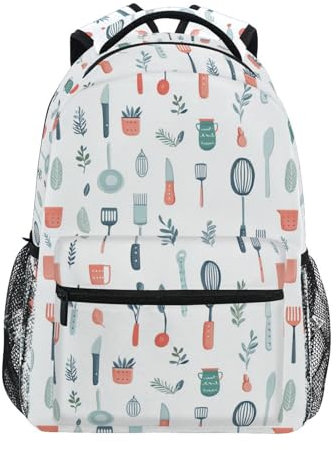 Amooorous Sac à dos pour enfants style safari blanc 16 avec grands sacs à livres pour hommes para bebes varon, Ustensile de cuisine style safari blanc, Small