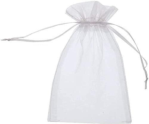 DAHI 100pz Sacchetti Organza 15 x 20 cm, Sacchetti Regalo in Organza Bianco, Sacchetto Tulle Confetti, per Gioielli, Matrimoni, Festa, Natale Regalo