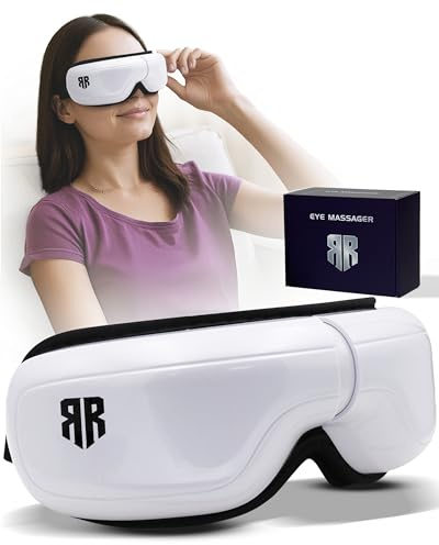 Eye Massager with Heat & Compression, 5 Massage Modes, Bluetooth Music, Foldable Massager for Eye Strain Relief, Relaxation & Better Sleep, Heated Eye Mask, Migraine Relief Device, Gifts for Women/Men