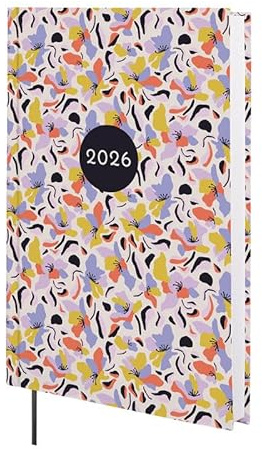 Finocam - Terminplaner 2026 1 Tag pro Seite | Januar–Dezember (12 Monate) | Jahresterminplaner 2026 mit Gummiband und Lesezeichenband | Festeinband Porto Design - Malva - International
