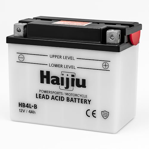 HAIJIU Batería Moto HB4L-B 12V 4Ah – AGM, Libre de Mantenimiento, Alta Resistencia, Compatibilidad Universal, A Prueba de Fugas