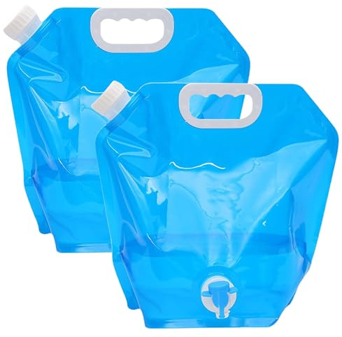 Omnikryp 2 Piezas Bidón de Agua Plegable, 5L Bolsa de Agua Plegable, Contenedor De Agua con Grifo, para Camping, Actividades al Aire Libre y Emergencias