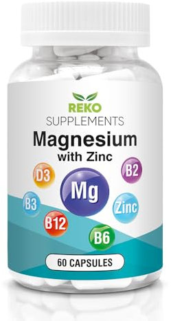 Magnesium Complex 7-in-1 with Zinc Vitamin B12 High Strength Vitamin B6 B2 Riboflavin B3 Niacin Vitamin D3 Muscle Bone Health Tiredness Sleep Supplements Vegan Capsules 2 Months Supply