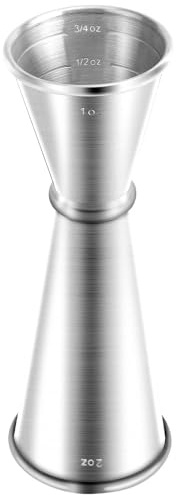 Jigger for Bartending, Double Cocktail Jigger Japanese Premium 304 Food Grade Stainless Steel Jigger 2 OZ 1 OZ with Measurements Inside, Silver