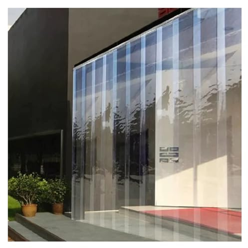 LINGDSWULING Terraza Prueba Viento Puerta Partición Doméstica PVC Limpio Comercial Industrial Congelador Depósito Cortina Puerta Exterior PVC Transparente Almacén(47.24x114.17in/1.2x2.9m)