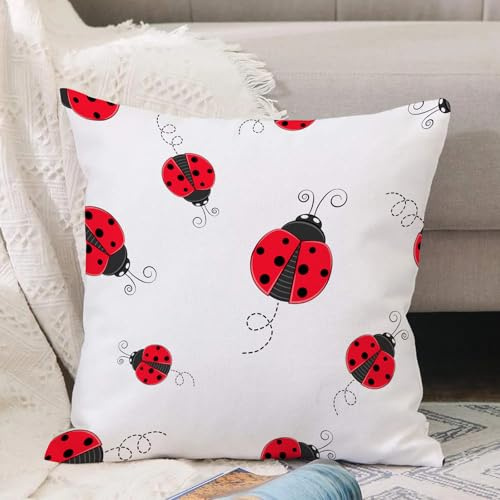 VJIZLOQB Fundas Cojines,Fundas de Cojines Decorativo Fundas Cojin Poliéster por Sala de Dormitorio Sofá,Mariquitas, Mariquita con alas punteadas y espirales,40x40cm