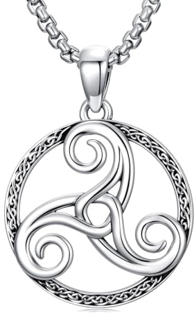 PDTJMTG Chaîne nœud celtique en argent sterling 925 avec pendentif triskelion Bijou celtique pour homme et femme