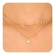ALEXCRAFT 14K Vergoldet Layered Kette 2in1 Silber Zirkonia Halskette Damen | Verstellbares Doppel Stapelbare 2 Layered Kette mit Zirkonia Anhänger Halskette Boho Layering Schmuck Ketten Damen Frauen