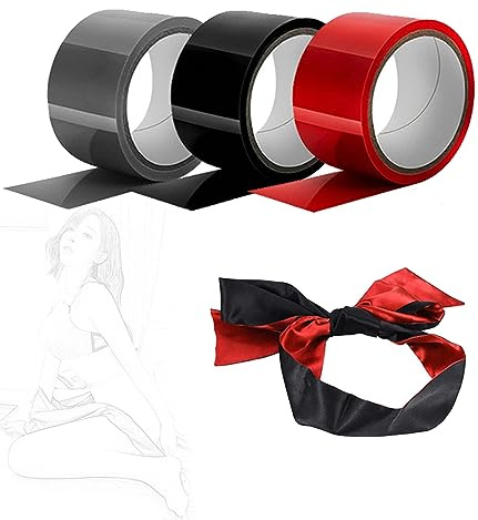 TRQOYTU Juego De Bondage BDSM Con Sujeción De Manos Y Muslos, Antifaz De Satén, Correa De Sujeción Ajustable, Esposas, Cinta De Bondage SM, Juguete Sexual For Amantes Del Bondage, Parejas