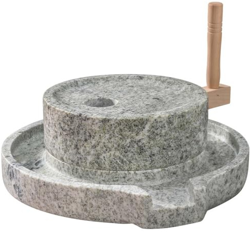 RVUEM Stone Grinder, Hand Grain Grinder Stone Mill, Food Wheat Berry Rice Mill, Bean Seed Spice Herb Powder Pulverizer, Wet and Dry Grinder, for Home Kitchen,Millstone,S