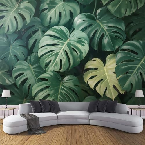 Papier Peint Panoramique 150×105cm, Revêtement Plantes Tropicales, 3D Motif Feuilles Monstera Mural Poster Geant Murale Décoration pour Chambre Salon Couloir Bureau Cuisine Chambre Vert
