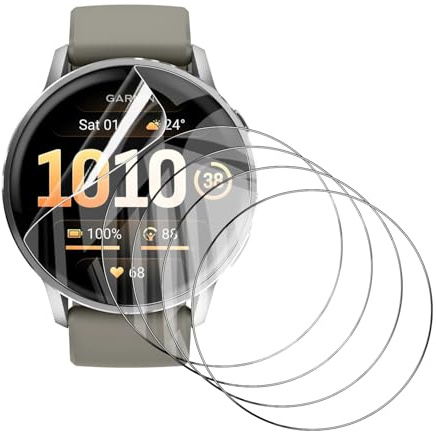 Natbok 5 Piezas Protector de Pantalla para Garmin Venu 4 45mm, Cobertura Completa TPU Film HD Flexible Protección, Sin Burbujas, Anti Arañazos Garmin Venu 4 45mm Protector Pantalla