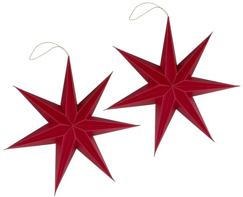 matches21 HOME & HOBBY Decorazione natalizia a forma di stelle da appendere, set da 2 pezzi, 20 cm, in carta, decorazione per albero di Natale