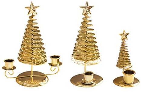 Beimus Set 3 Portacandele in Metallo per Albero Pino Decorazione Natalizia per La Casa Portacandele Conici da Tavolo Ornamento Natalizio Candelabri Natalizi in Metallo