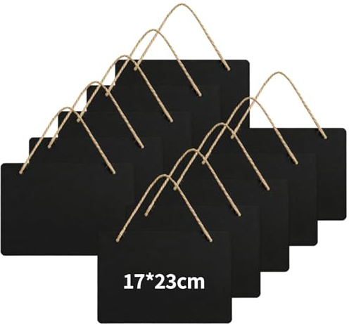 Kreidetafel zum Aufhängen, 10 Stück Kleine Tafeln zum Beschriften 23x17cm Schiefer Kreidetafel Set Klein Doppelseitige Kleine Kreidetafels für Küche Wand Tischdekoration Menü