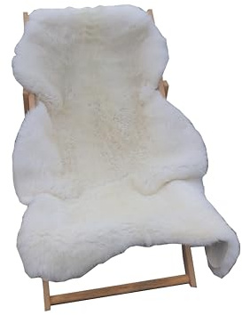 FURRYMAN Natürliche Lammfell Weiß sehr groß ca. 130x65 cm mit kurzem Fell (3 cm) -Schaffelle ohne Chrom - Lammschaffell - natürliches Lammfell – Naturfell