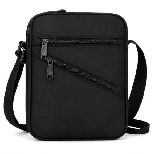 ENERGY GROUP Borsello Tracolla Uomo Donna, Borsa a Tracolla Compatta, Borsa Messenger Crossbody, Multi Tasche con Zip, Tracolla Regolabile, Ideale per Viaggio, Lavoro, Città e Tempo Libero NERO