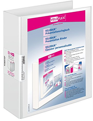 VELOFLEX 1139190 - Präsentationsringbuch Velodur, DIN A4, 2-D-Ring-Mechanik, weiß, 1 Stück