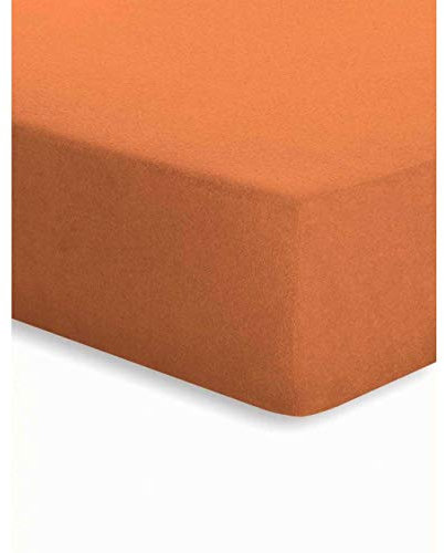schlafgut 002-301 Drap-Housse en Tissu éponge Stretch Orange 100 x 200 cm