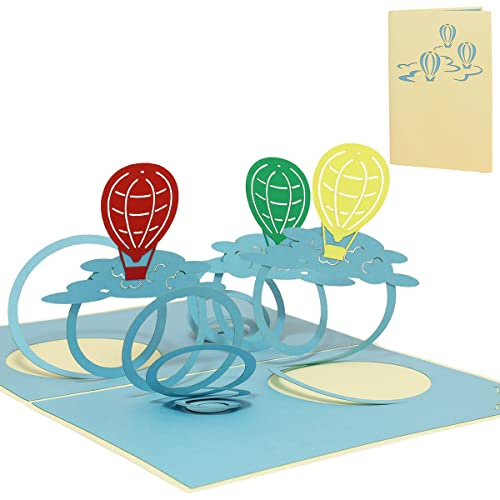 LINPopUp®, LIN17160, Pop - Up Karte 3D Grußkarte Gutschein Ballonfahrt, Heißluftballons, N151