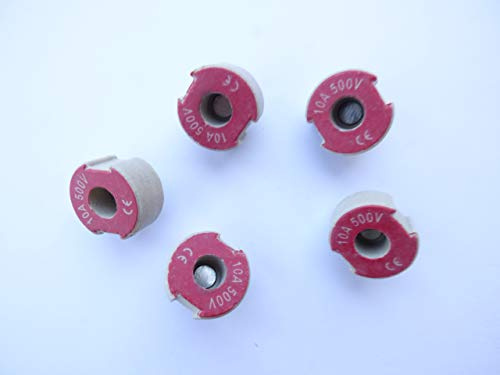 5X Paßschraube für Sicherungseinsätze D II, 10A, rot
