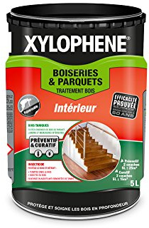 XYLOPHENE Traitement Bois et Parquet Intérieur Non Gras Mat Incolore 5 L | Un Traitement Preventif et Curatif des Interieurs, Tous Types de Finitions Acceptees, Application Facile, Intérieur, Mat