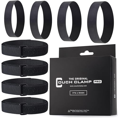 Couch Clamp Pro Heavy Duty Couch Connectors for Sliding Sofas (4 Pack) - Easy Install Strap & No Tools Required - Hook & Loop Cinch Straps- Universal Fit Ideal for 3 Piece Modular Sectional Sofa