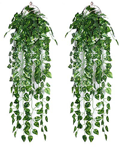 Ousuga Ghirlanda Di Edera Artificiale, 2 Pezzi, Vite Artificiale, Foglie Verdi, Piante Artificiali, Pianta Appesa, Per Casa, Cucina, Giardino, Ufficio, Matrimonio, Decorazione Murale